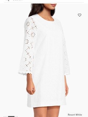 Lilly Pulitzer White Eyelet 3/4 Sleeve Shift Dress